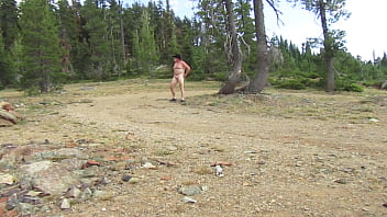 Naked hike at mountain campsite