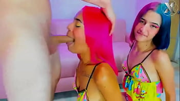 Sleepover gets out of hand rough throat fuck for these latinas