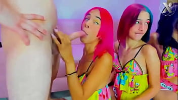 Sleepover gets out of hand rough throat fuck for these latinas