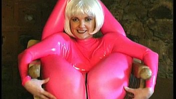 Hot rubber babe spreading hard