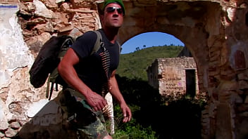 Big boobed brunette daisy rock get double penetrated in army themed scene