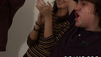 Sweethearts gangbang hard in group