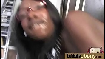 Ebony babe sucks too many white cocks 28