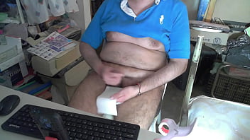 Fat bear masturbates his tiny penis part 2