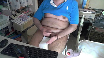 Fat bear masturbates his tiny penis part 2