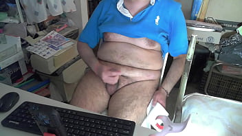 Fat bear masturbates his tiny penis part 2