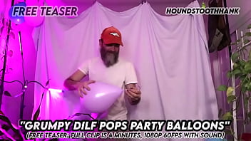 Grumpy dilf pops party balloons