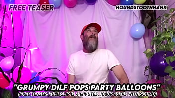 Grumpy dilf pops party balloons