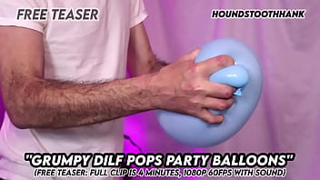 Grumpy dilf pops party balloons