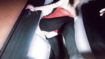 Milf red cat pussy rubbing job with cumshot at gloryhole