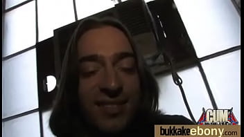 Hot ebony chick in interracial gangbang 24