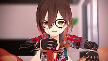 Cute vtuber nerd stroking and sucking big cock