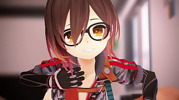 Cute vtuber nerd stroking and sucking big cock