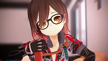 Cute vtuber nerd stroking and sucking big cock