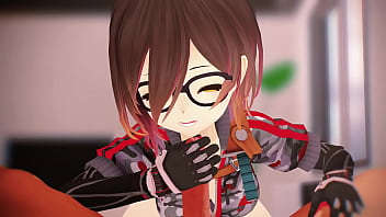 Cute vtuber nerd stroking and sucking big cock