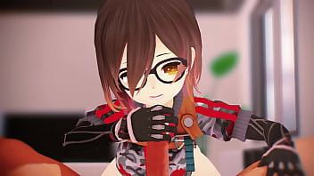 Cute vtuber nerd stroking and sucking big cock