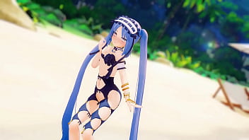 Fate grand order stheno hentai undress dance beach pop in 2 song small tits mmd 3d blue hair