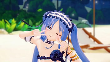 Fate grand order stheno hentai undress dance beach pop in 2 song small tits mmd 3d blue hair