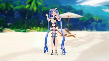 Fate grand order stheno hentai undress dance beach pop in 2 song small tits mmd 3d blue hair