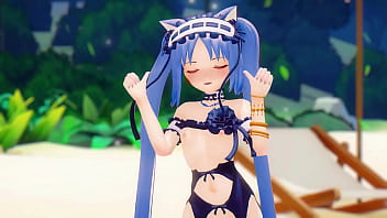 Fate grand order stheno hentai undress dance beach pop in 2 song small tits mmd 3d blue hair