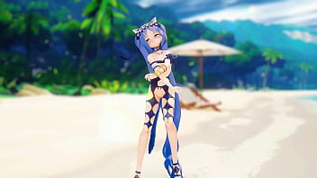 Fate grand order stheno hentai undress dance beach pop in 2 song small tits mmd 3d blue hair