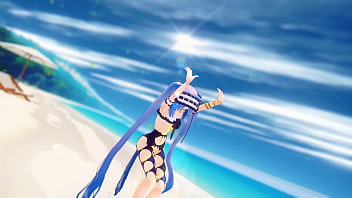 Fate grand order stheno hentai undress dance beach pop in 2 song small tits mmd 3d blue hair