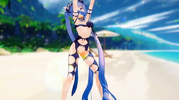 Fate grand order stheno hentai undress dance beach pop in 2 song small tits mmd 3d blue hair