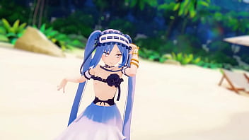 Fate grand order stheno hentai undress dance beach pop in 2 song small tits mmd 3d blue hair