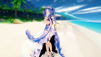 Fate grand order stheno hentai undress dance beach pop in 2 song small tits mmd 3d blue hair