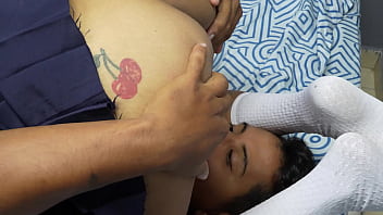 Stepsister gives the best massage to her stepbrother's cock part 1