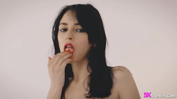 Petite spanish marceline moreno slowly strips till shes small tits euro teen is pussy brunette sucks and is fucked for a facial