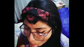 Extreme blowjob and cum on her long hair