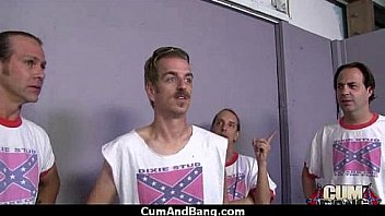 Busty ebony whore gangbanged and covered in cum 8