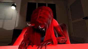 Tight demon girl pussy rides dick in the living room