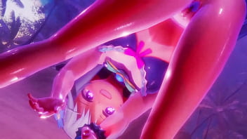 Aqua follando en la playa