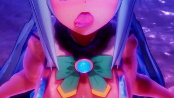 Aqua follando en la playa