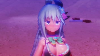 Aqua follando en la playa