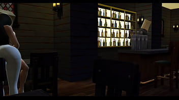 Brunette cumslut orgy fuck at the bar