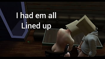 Brunette cumslut orgy fuck at the bar