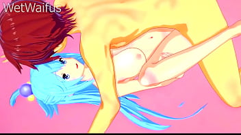 Aqua's pussy is blessed by kazuma's cum in intense sex konosuba hentai