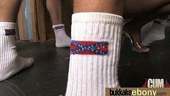 Ebony slut gets an interracial group sex 10