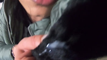 Preview cheating wife blow her husband friend while waring a hot jumpsuit and a fur hooded downjacket 232