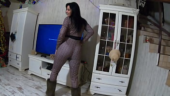 Preview cheating wife blow her husband friend while waring a hot jumpsuit and a fur hooded downjacket 232