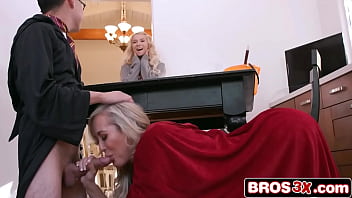 Milf shows teen how to handle boyfriend's dick on her spooky night out Milf shows teen how to handle boyfriend's dick on her spooky night out