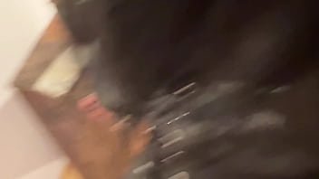 Hot stepmom in leather outfit cum twice from stepson's cock