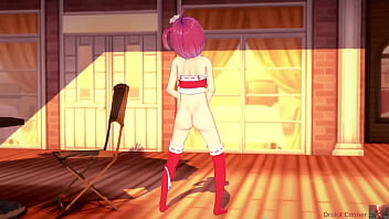 Santa claus girl touches herself while undressing