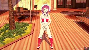 Santa claus girl touches herself while undressing