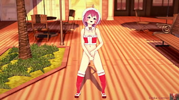 Santa claus girl touches herself while undressing