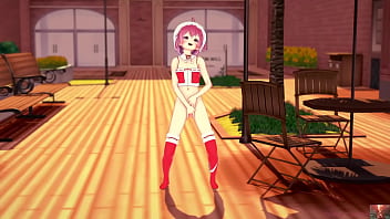 Santa claus girl touches herself while undressing