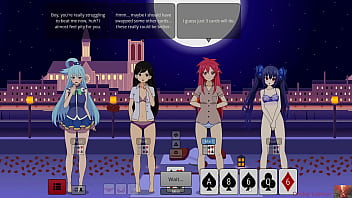 Strip poker with aqua mari & noire gets out of hand—ends in a heated show